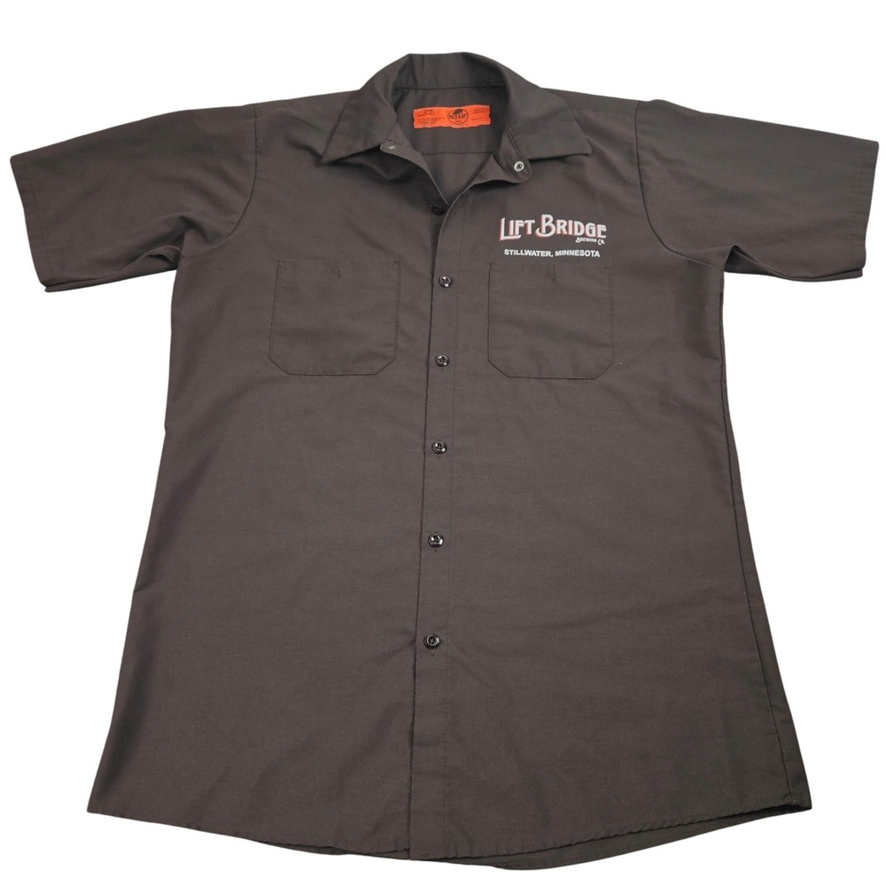 Lift Bridge Brewing Shirt Mens M Brown Minnesota Beer‎ Workwear Short Sleeve